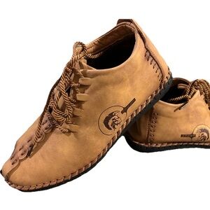 Men’s Handmade Style Casual Lace-up Moccasins Faux Fur Lined  Size 12, EU 45 EUC